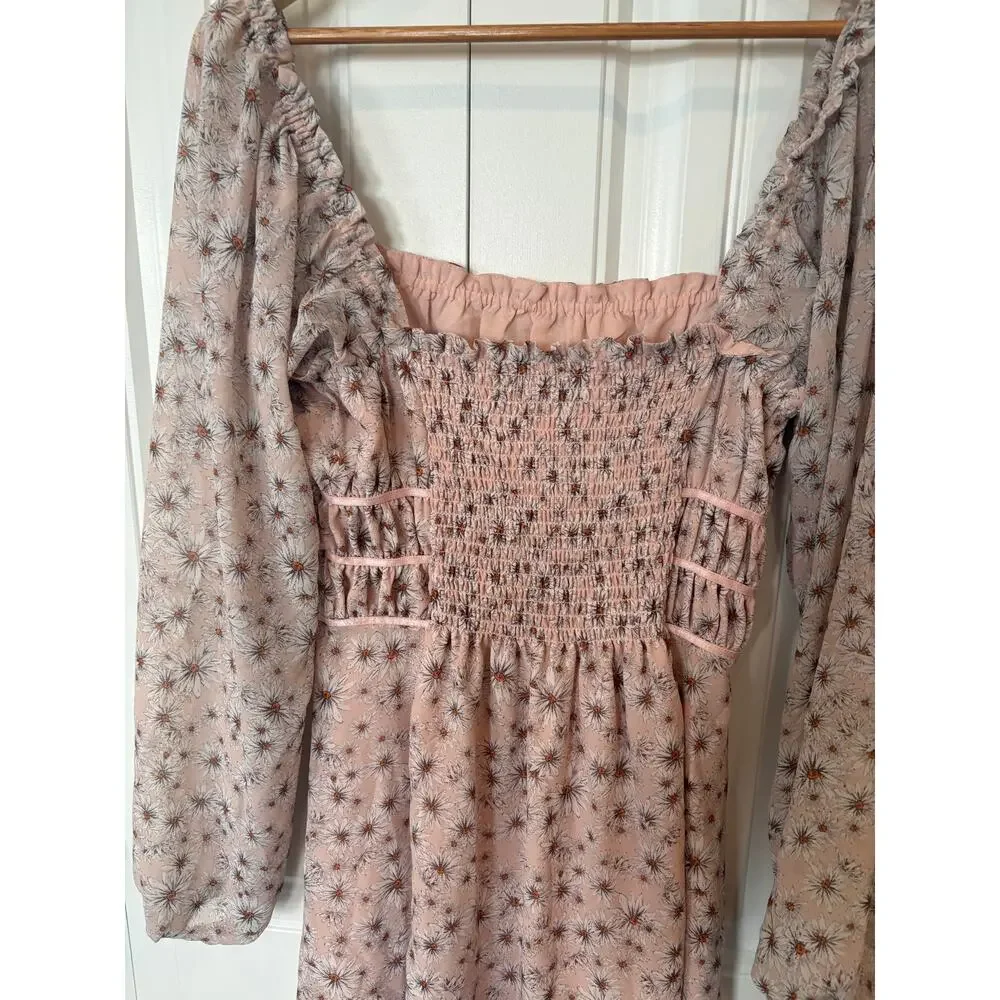 Way Pink‎ FLoral Midi Dress Size Medium - Picture 6 of 9